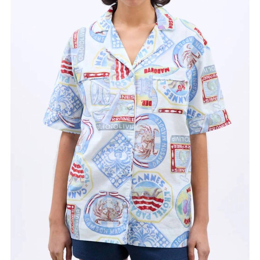 NEW DAMSON MADDER chlo short sleeve shirt in holiday print